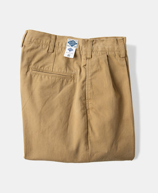 1930's IVY 스타일 더블 플리츠 치노 팬츠 - 옐로우