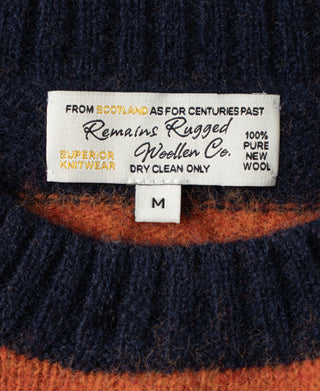 Brushed Wool Striped Sweater - Dark Blue/Orange