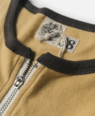 Printed Quarter-Zip Raglan Sleeve Rider T-Shirt - Yellow