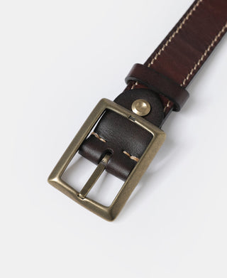 Brass-Tipped Reversible Leather Belt - Coffee / Brown