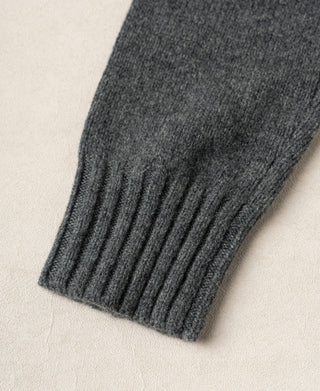 Mock Neck Pure Wool Guernsey Sweater - Gray