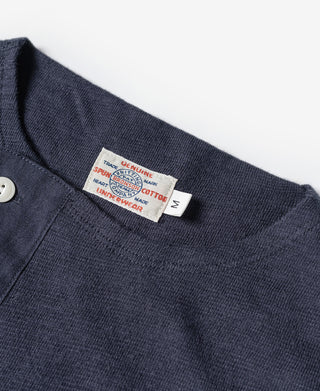 Side Closing Short Sleeve Henley T-Shirt - Navy