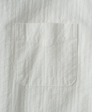 pocket detail of Italian Collar Salt-Shrunk Shirt - White