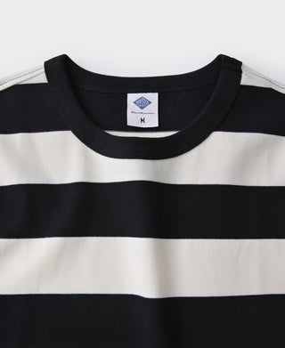 Breites gestreiftes T-Shirt aus schwerer Baumwolle – Schwarz/Aprikose