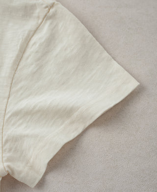 sleeve detail of Vintage Slub Cotton Cap Sleeve T-Shirt - Apricot