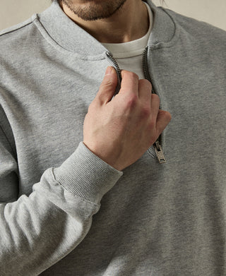 Vintage Baseball Collar Quarter-Zip Sweatshirt - Gray