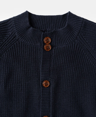 Heavyweight Wool-Blend Cardigan Sweater - Dark Blue