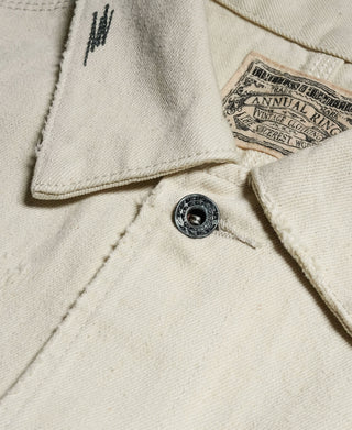 15.5 oz Ecru Selvedge Denim Repair Trucker Jacket