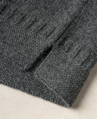 Mock Neck Pure Wool Guernsey Sweater - Gray