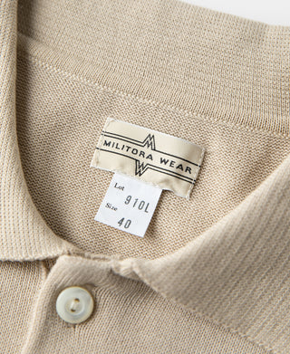 Lot 910L Long Sleeve Knitted Polo Shirt - Apricot