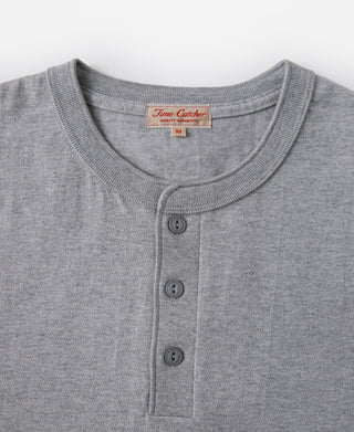 9.3 oz Cotton Tubular Henley T-Shirt - Gray