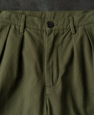 closure detail of Classic Fit Two-pleated Chino - Olive