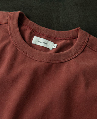 collar detail of Clay Sun-Washed Cotton Long Sleeve T-Shirt