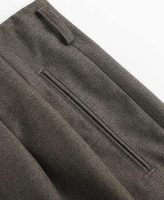 Hollywood Waisted Wool Blend Trousers - Brown