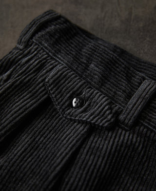 1960s Double Pleated Corduroy Trousers - Black