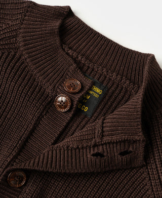 Heavyweight Wool-Blend Cardigan Sweater - Coffee