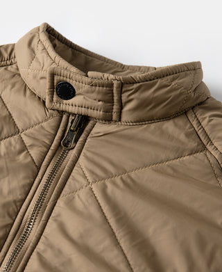 Reversible Diamond Quilted Stand-Collar Jacket - Khaki