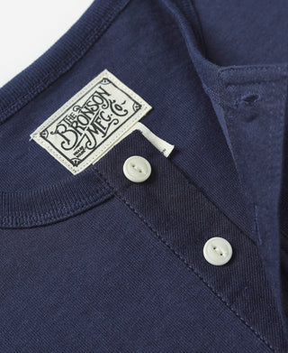 Vintage Kurzarm-Henley-T-Shirt – Marineblau