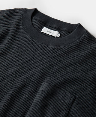 Honeycomb Waffle Knit T-Shirt - Vintage Black