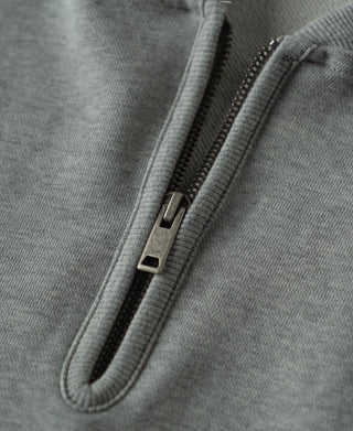 Vintage Baseball Collar Quarter-Zip Sweatshirt - Gray
