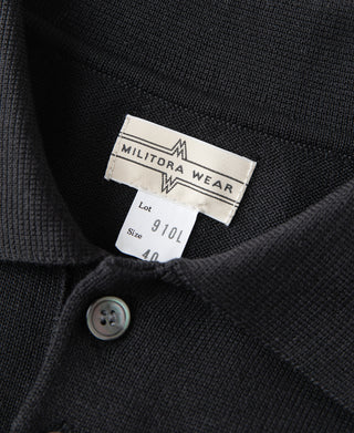 Lot 910L Long Sleeve Knitted Polo Shirt - Black