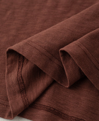 hem detail of Vintage Slub Cotton Cap Sleeve T-Shirt - Clay