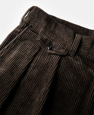 1960s Double Pleated Corduroy Trousers - Brown