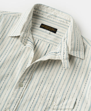 1940s Jacquard Stripe Work Shirt - White
