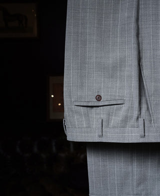 1940s Gray Striped Wool Suit Trousers