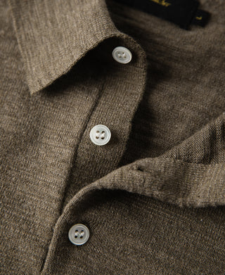 Lightweight Slub Cotton Knit Polo - Olive