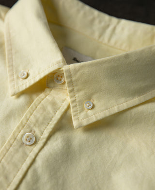 collar detail of Yellow Button Down Oxford Shirt