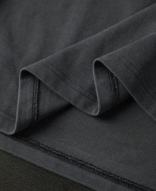 hem detail of Vintage Black Sun-Washed Cotton Long Sleeve T-Shirt