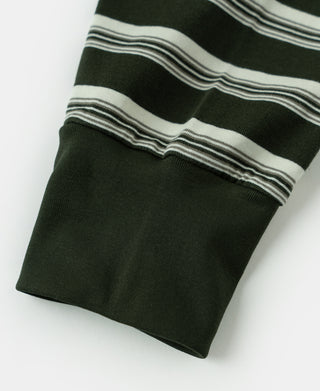 Heavyweight Stripe Crewneck Long Sleeve T-Shirt - White/Green