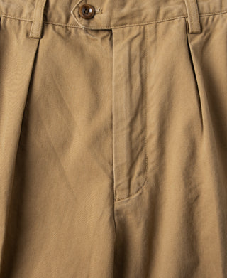 1930's IVY 스타일 더블 플리츠 치노 팬츠 - 옐로우