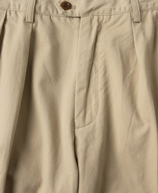 1930s IVY Style Double Pleated Chino Trousers - Khaki