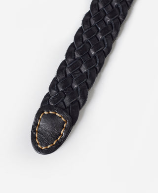 Braided Leather Belt - Black