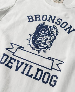Devil-Dog 로고 프린트 리버스 위브 티셔츠 - 화이트