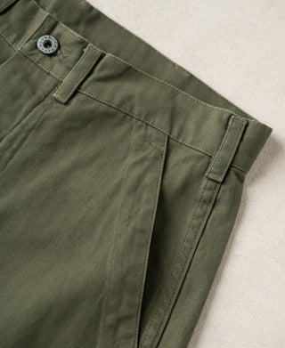 1940s USN-Inspired Herringbone Deck Trousers - Olive