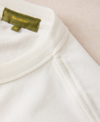 1930s 10.5 oz Cotton Loopwheel Tubular Henley Shirt - White