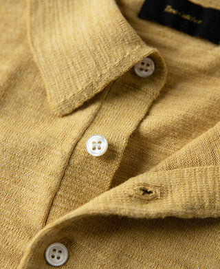 Lightweight Slub Cotton Knit Polo - Mustard