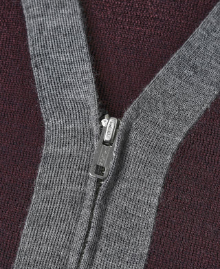 Lot 913 1940s Contrast Wool Cardigan - Wine Red/Gray
