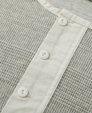 Waffle Knit Jacquard Henley Shirt - Gray
