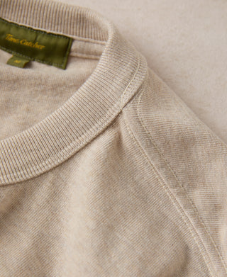 1930s 10.5 oz Cotton Loopwheel Tubular Henley Shirt - Oatmeal