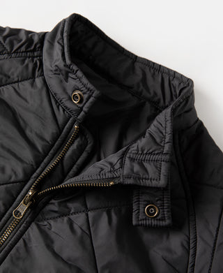 Reversible Diamond Quilted Stand-Collar Jacket - Black