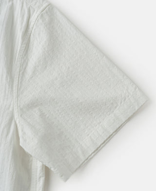 sleeve detail of Italian Collar Salt-Shrunk Shirt - White