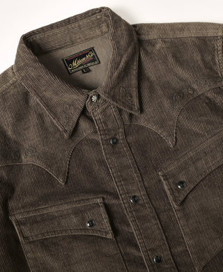 Bolero Embroidered Corduroy Western Shirt - Brown