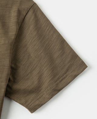 Heavyweight Slub Cotton Short Sleeve T-Shirt - Brown