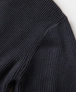 Ribbed Knit Two-End Zip Wool Blend Cardigan