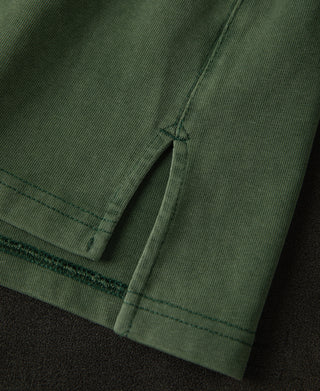 side slit detail of Green Sun-Washed Cotton Long Sleeve T-Shirt 