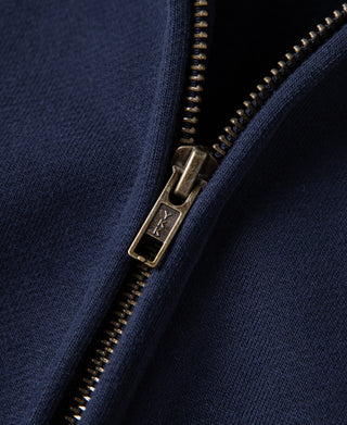 Heavyweight Terry Zip-Up Hoodie - Dark Blue